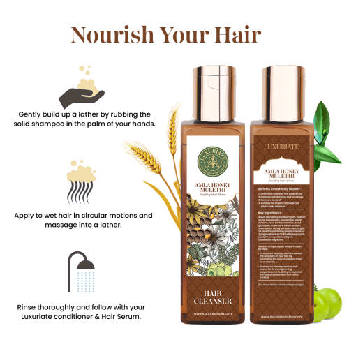 Luxuriate: Amla Honey Hair Cleanser Shampoo for Hair Fall Control Scalp Hair for Men and Women - 200ml