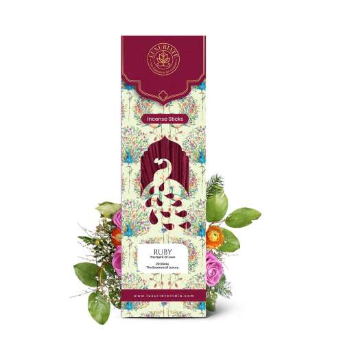 Luxuriate: Ruby Incense Agarbatti Sticks - Contains 20 Incense Sticks