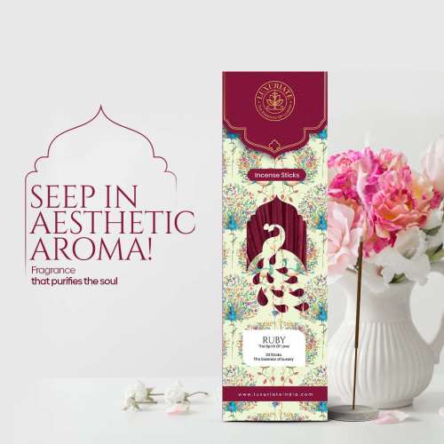 Luxuriate: Ruby Incense Agarbatti Sticks - Contains 20 Incense Sticks