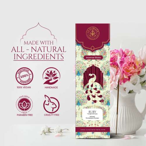 Luxuriate: Ruby Incense Agarbatti Sticks - Contains 20 Incense Sticks