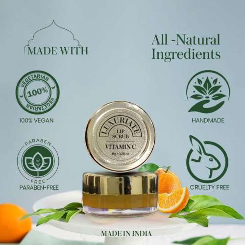 Luxuriate: Vitamin C Lip Scrub for Unisex - 8gm
