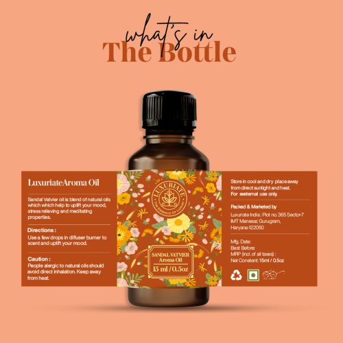 Luxuriate: Sandalwood Vativer Aroma Oil - 15ml Luxuriate: Sandalwood Vativer Aroma Oil - 15ml