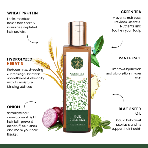 Luxuriate: Green Tea Daily Hair Repair Luxury Shampoo for Hair Cleansing for Men and Women - 200ml