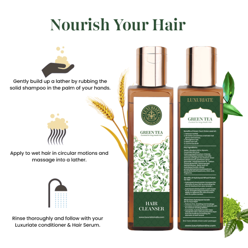 Luxuriate: Green Tea Daily Hair Repair Luxury Shampoo for Hair Cleansing for Men and Women - 200ml