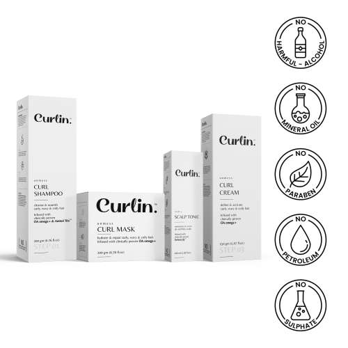 Curlin: Curlin Shampoo + Deep Conditioning Mask + Curl cream + Scalp tonic - Curl Expert Kit Curlin: Curlin Shampoo + Deep Conditioning Mask + Curl cream + Scalp tonic - Curl Expert Kit