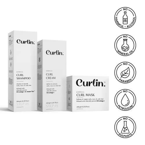 Curlin: Curlin Shampoo + Deep Conditioning Mask + Curl cream - Hydration Boost Trio