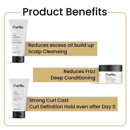 Curlin: Curlin Shampoo + Deep Conditioning Mask + Curl cream - Hydration Boost Trio