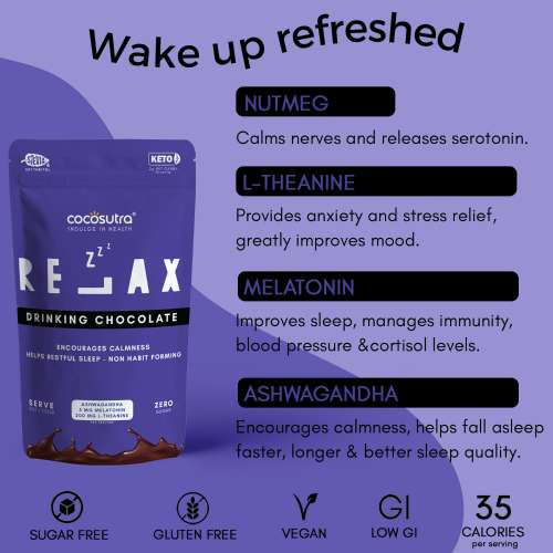 Cocosutra: RELAX Sugar-Free Drinking Chocolate Mix - 200gm