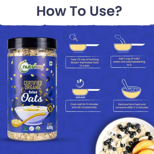 Nutriorg: Certified Organic Rolled Oats - 400 gm