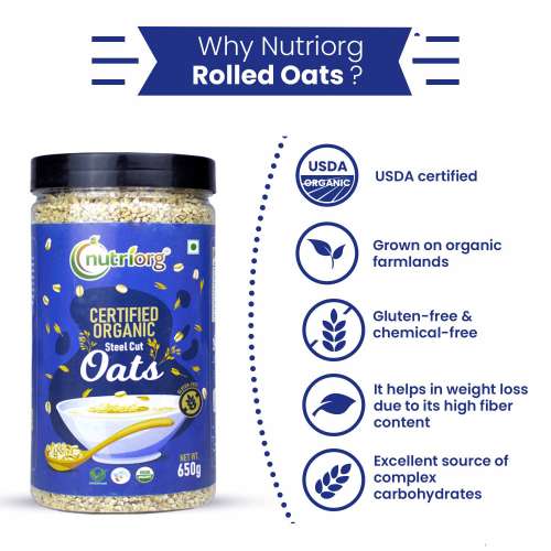 Nutriorg: Certified Organic Steelcut Oats - 650 gm