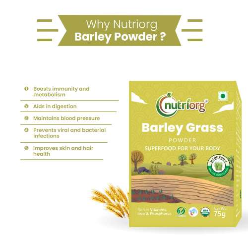 Nutriorg: Certified Organic Barley Powder - 75 gm