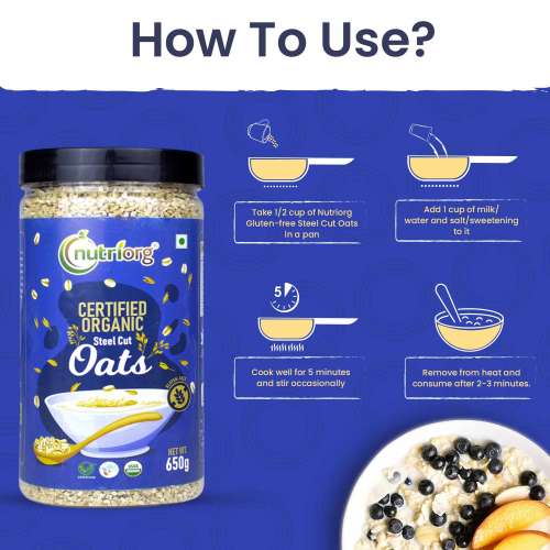Nutriorg: Certified Organic Steelcut Oats - 650 gm