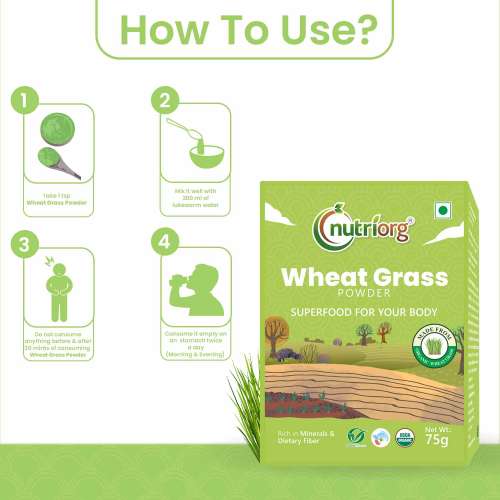 Nutriorg: Certified Organic Wheatgrass powder - 75 gm