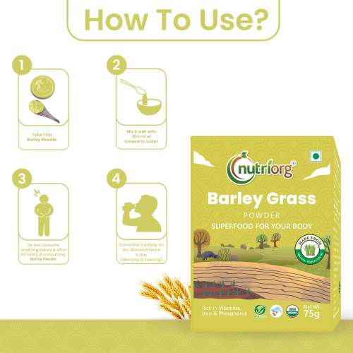 Nutriorg: Certified Organic Barley Powder - 75 gm