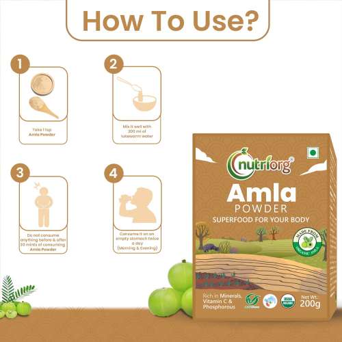 Nutriorg: Certified Organic Amla Powder - 200 gm