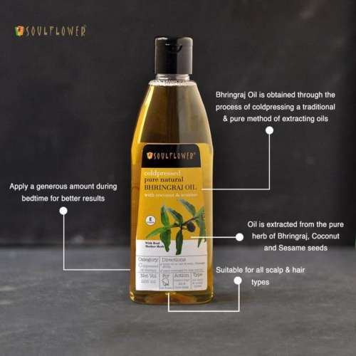 Soulflower: Coldpressed Bhringraj Hair Oil - 225 ml