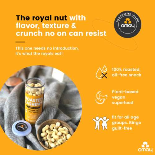 Omay Foods: Classic Salted Roasted Cashews - Pack of 2 (150gm each)