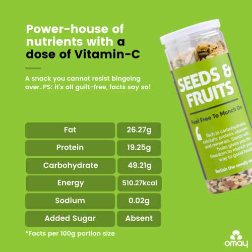 Omay Foods: Seeds & Fruits Mix - Pack of 2 (165gm each)