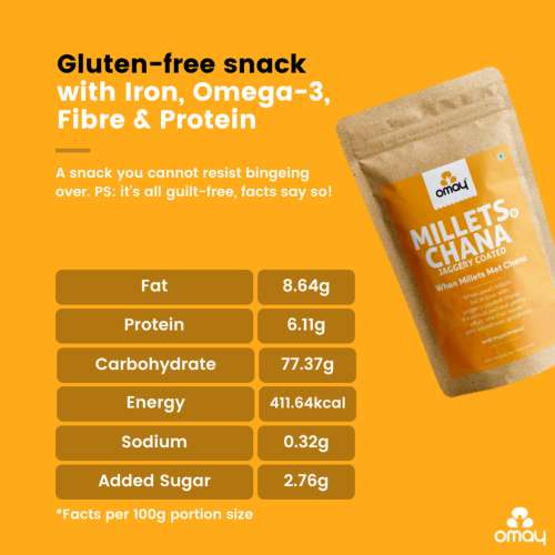 Omay Foods: Millets & Jaggery Coated Chana Mix - Pack of 2 (200gm each)