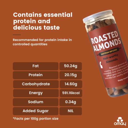 Omay Foods: Classic Salted Roasted Almonds - Pack of 2 (170gm each)