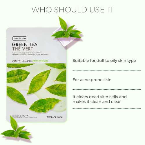 The Face Shop: Real Nature Green Tea Face Mask - 20 gm