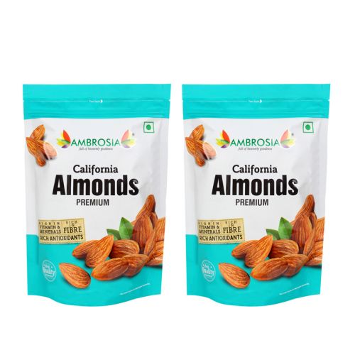 Ambrosia: Premium California Whole Almonds - Pack of 2 - 500 gm each