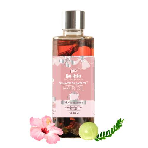 Nat Habit: Hibiscus Amla Hair Growth Summer Dasabuti Hair Oil - 200 ml