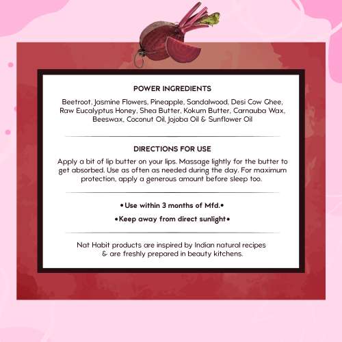 Nat Habit: Beetroot Lip Balm - 10gm Nat Habit: Beetroot Lip Balm - 10gm