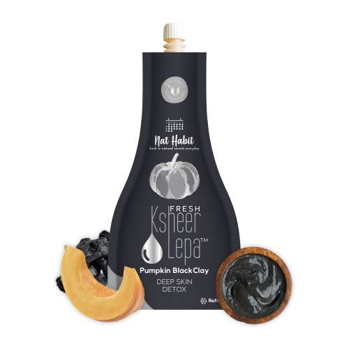 Nat Habit: Fresh Pumpkin Black Clay Ksheer Lepa Face Pack Mask - 40gm