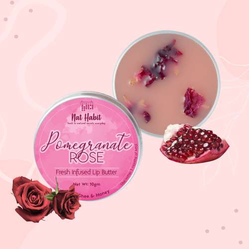 Nat Habit: Pomegranate Rose Lip Balm - 10gm