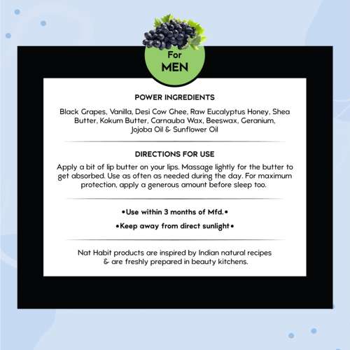 Nat Habit: Black Grape Lip Balm for Men - 10gm