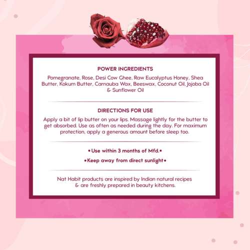Nat Habit: Pomegranate Rose Lip Balm - 10gm
