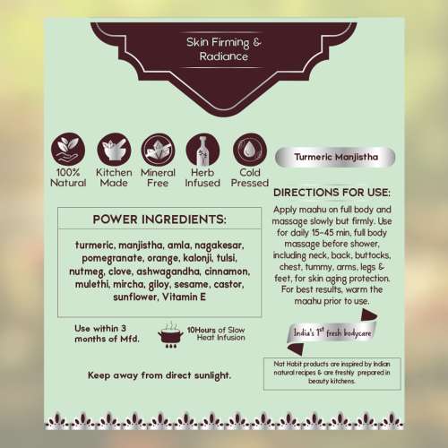 Nat Habit: Pure Turmeric Manjistha Maahu - 100 ml Nat Habit: Pure Turmeric Manjistha Maahu - 100 ml