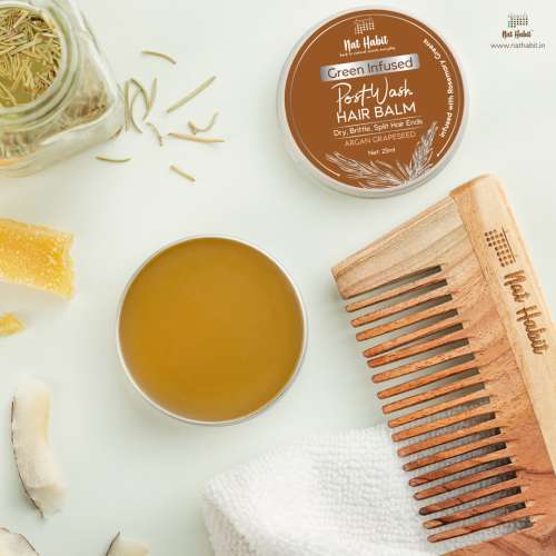 Nat Habit: Argan Grapeseed Hair Balm For Men & Women Infused With Rosemary & Oils , 25ml