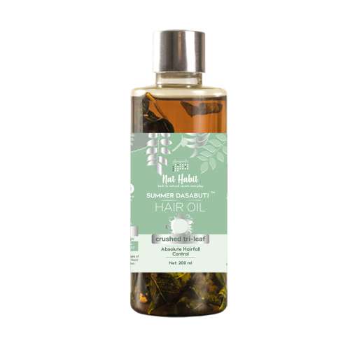 Nat Habit: TriLeaf Hair Fall Control Summer Dasabuti Hair Oil - 200 ml Nat Habit: TriLeaf Hair Fall Control Summer Dasabuti Hair Oil - 200 ml