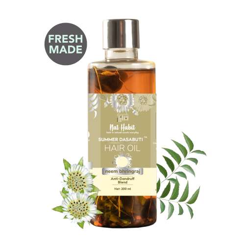 Nat Habit: Neem Bhringraj Anti Dandruff Summer Dasabuti Hair Oil - 200 ml