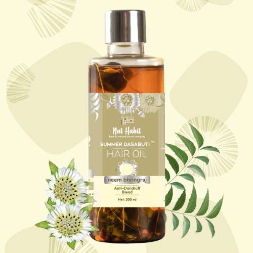 Nat Habit: Neem Bhringraj Anti Dandruff Summer Dasabuti Hair Oil - 200 ml
