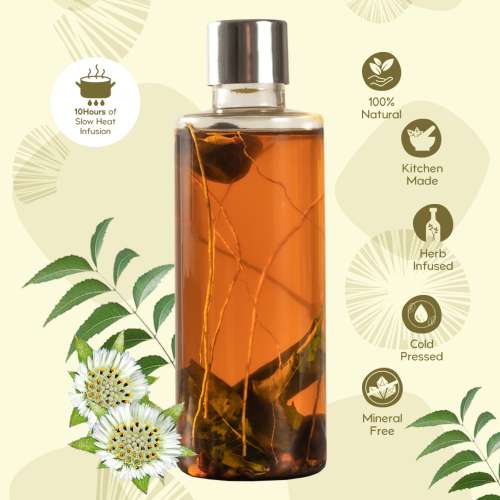 Nat Habit: Neem Bhringraj Anti Dandruff Summer Dasabuti Hair Oil - 200 ml