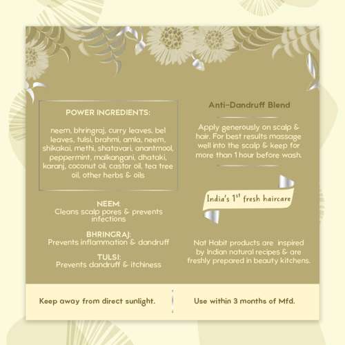 Nat Habit: Neem Bhringraj Anti Dandruff Summer Dasabuti Hair Oil - 200 ml