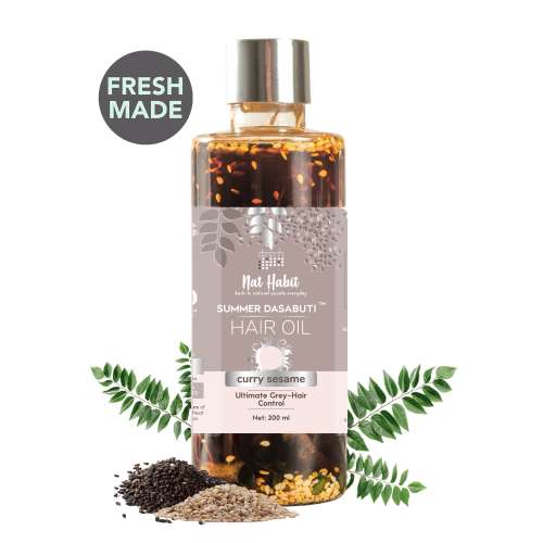 Nat Habit: Curry Sesame Summer Dasabuti Hair Oil - 200 ml Nat Habit: Curry Sesame Summer Dasabuti Hair Oil - 200 ml