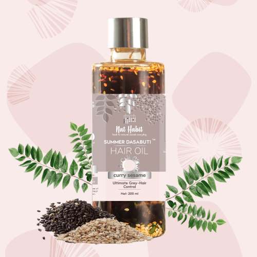 Nat Habit: Curry Sesame Summer Dasabuti Hair Oil - 200 ml Nat Habit: Curry Sesame Summer Dasabuti Hair Oil - 200 ml