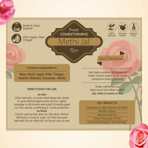 Nat Habit: Rose Conditioning Methi Jal - 200ml Nat Habit: Rose Conditioning Methi Jal - 200ml