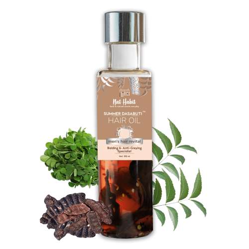 Nat Habit: Men's Revital Summer Dasabuti Hair Oil - 100 ml Nat Habit: Men's Revital Summer Dasabuti Hair Oil - 100 ml