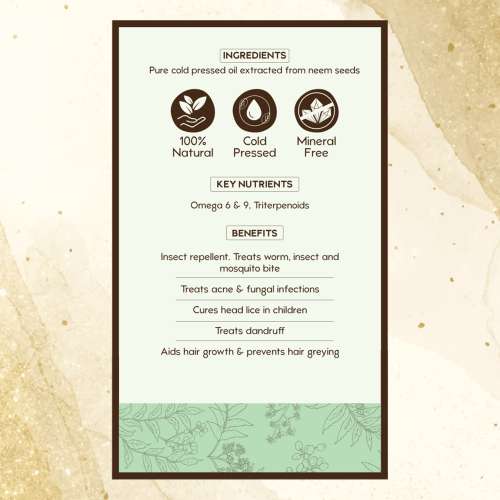 Nat Habit: Cold Pressed 100% Pure Neem Oil - 200ml Nat Habit: Cold Pressed 100% Pure Neem Oil - 200ml