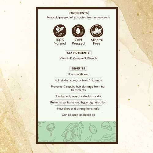 Nat Habit: Cold Pressed 100% Pure Argan Oil - 30 ml Nat Habit: Cold Pressed 100% Pure Argan Oil - 30 ml