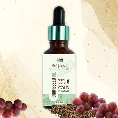 Nat Habit: Cold Pressed 100% Pure Grapeseed Oil - 30 ml Nat Habit: Cold Pressed 100% Pure Grapeseed Oil - 30 ml