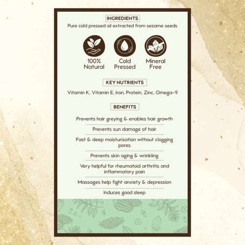 Nat Habit: Cold Pressed 100% Pure Sesame Oil - 200 ml