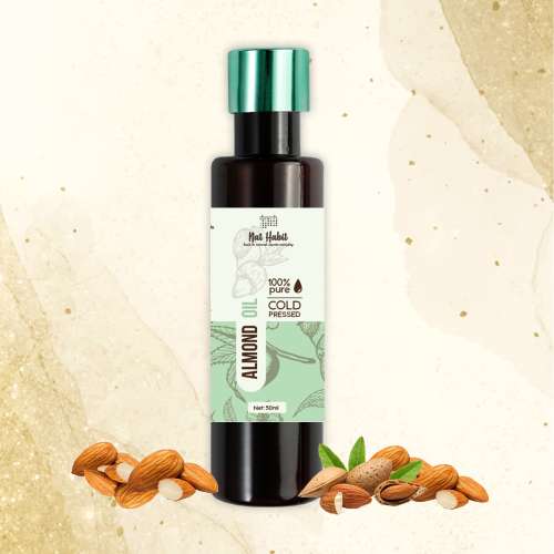 Nat Habit: Cold Pressed 100% Pure Sweet Almond (Badam) Oil - 50ml