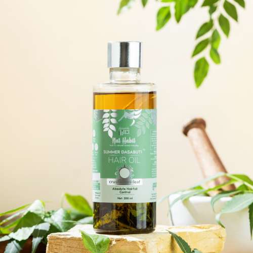 Nat Habit: TriLeaf Hair Fall Control Summer Dasabuti Hair Oil - 100 ml Nat Habit: TriLeaf Hair Fall Control Summer Dasabuti Hair Oil - 100 ml