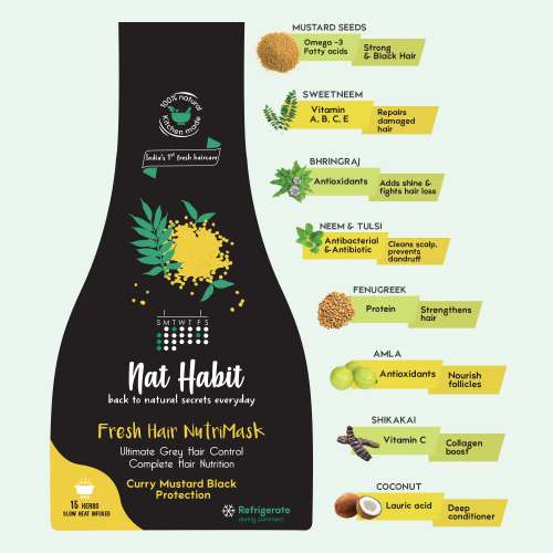 Nat Habit: Curry Mustard FRESH Hair Mask (NutriMask) - Pack of 3